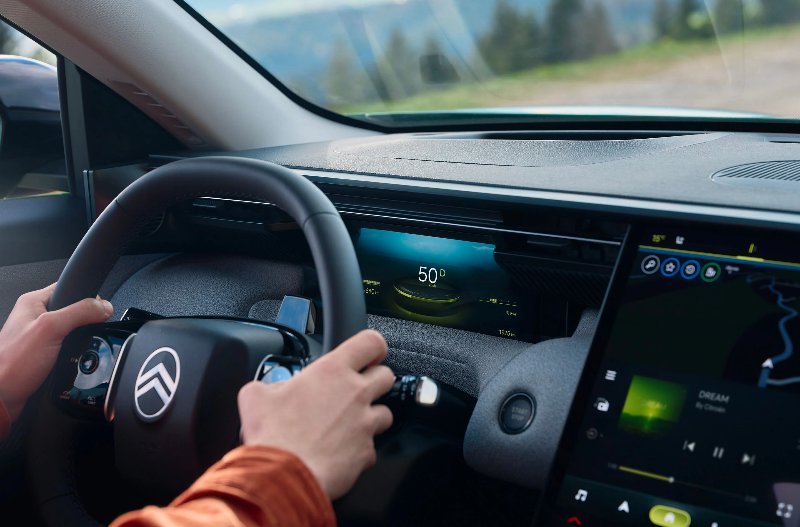 close up of the steering wheel and the dashbord