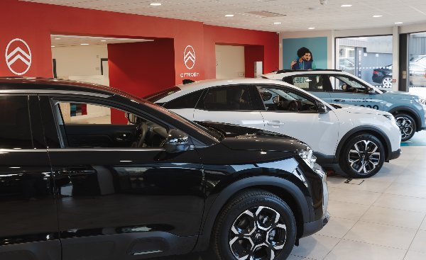 cars in showroom