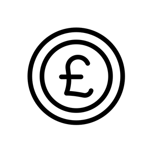 A black, filled geometric shape resembling a spade symbol from playing cards.