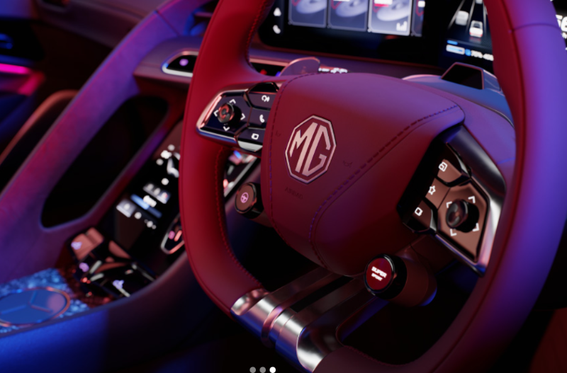 close up of the steering wheel