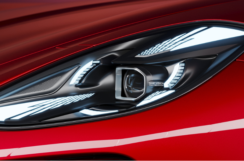 close up of the car headlights