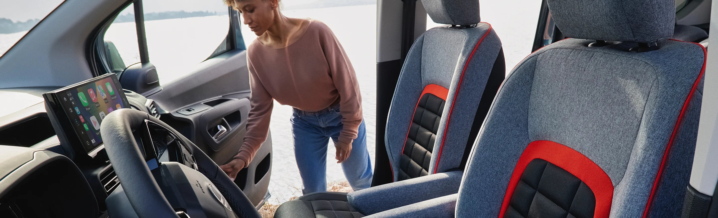 close up of the car seats