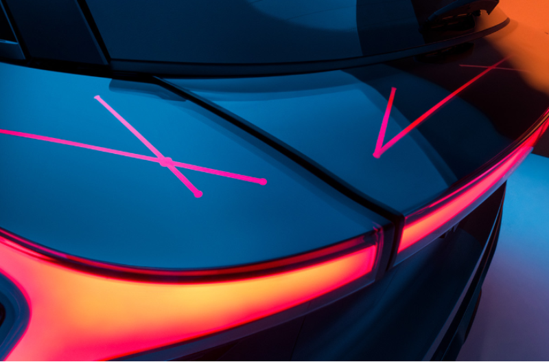 close up of the lights on the back of the ev