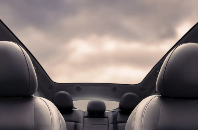 low angle shot of the sun roof on the car