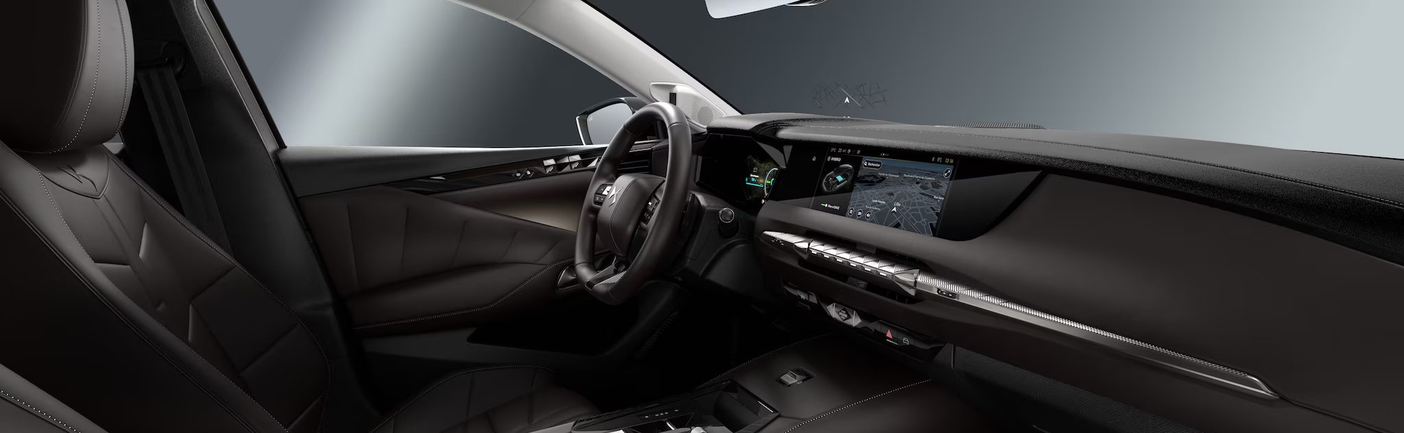wide shot of the interior of the car