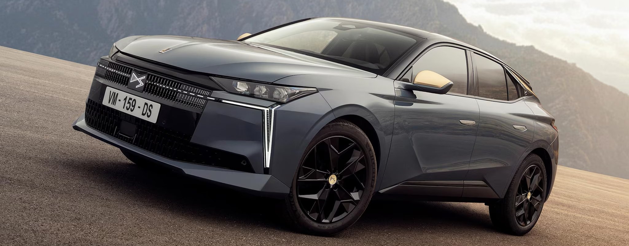 front three quarter shot of the car in landscape scene