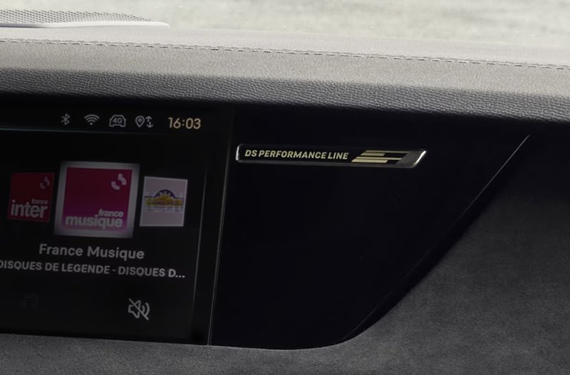 close up of the car logo inside te car