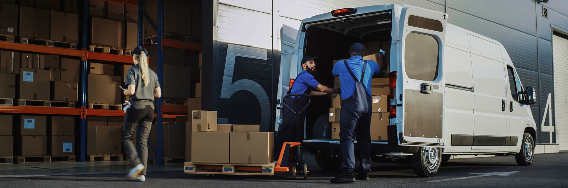 people unloading a van