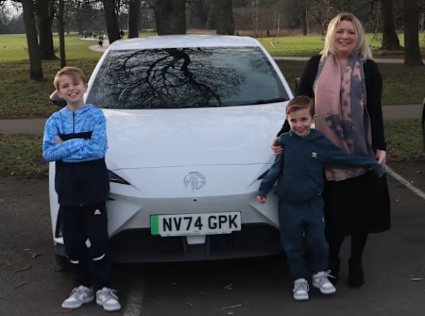 sarah alexander and william with car