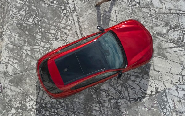 birds eye view of the car