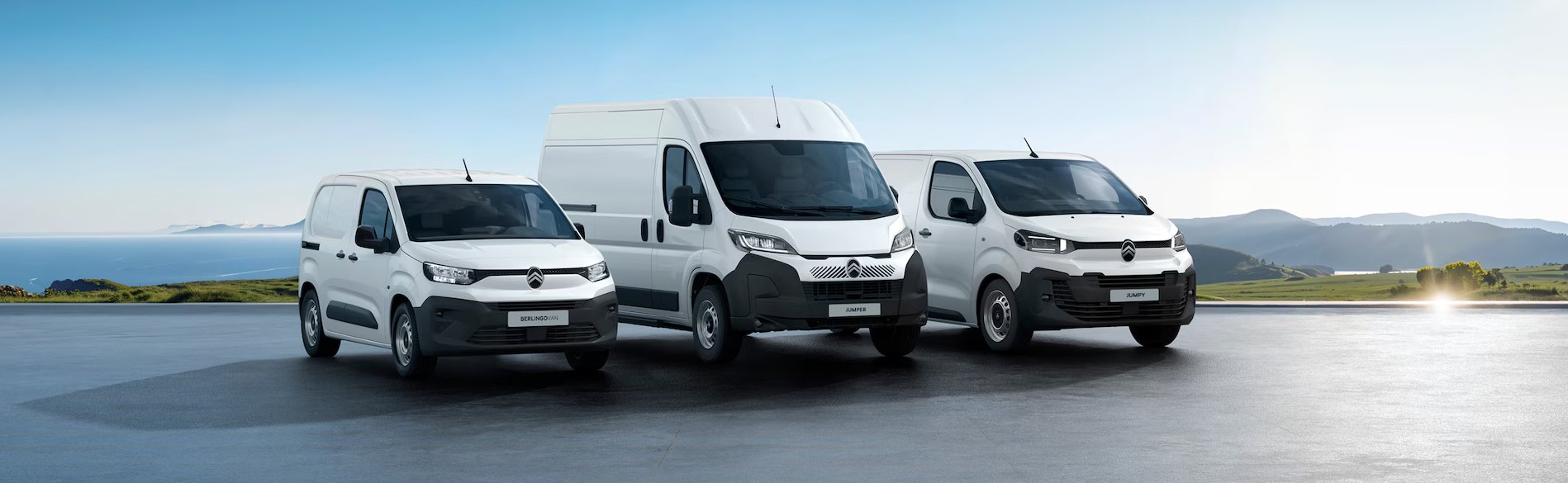 three vans in a row